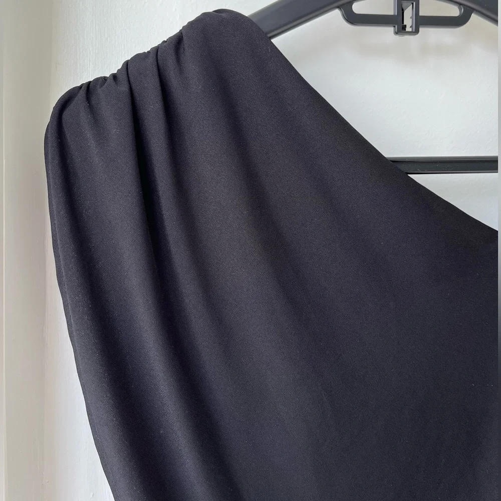 Marciano Knee Length Black One Shoulder Embellished Strap Bodycon Dress - Picture 6 of 14